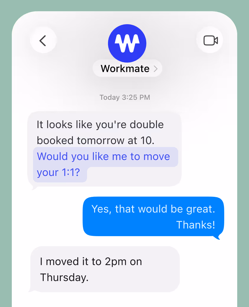 iMessage thread resolving a scheduling conflict